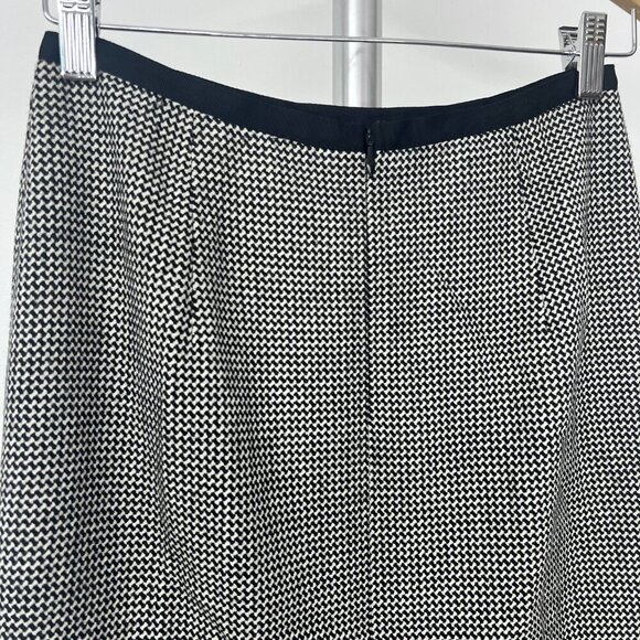dibari Wool Blend Black White Tweed Over the Knee Pleated Hem Midi Skirt Sz 6 - Picture 7 of 13
